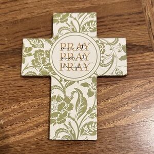 Floral Decorative Magnetic Cross with Green Pattern